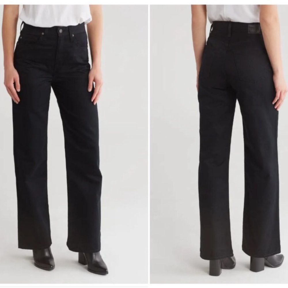 AG Kora High Rise Wide Leg Black Jeans in 26 2